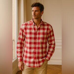 J.Crew Red Plaid Button Up Shirt Size XL